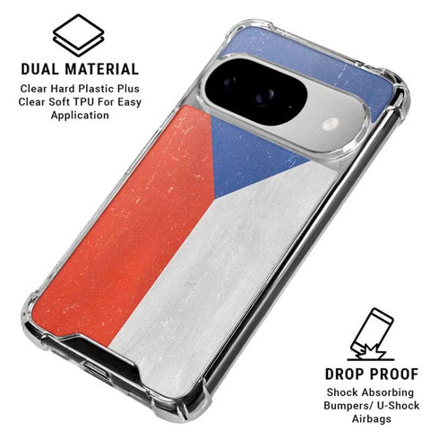 Czech Republic Flag Distressed Google Pixel 10 Clear Case